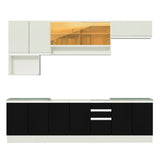 Combo completo de Cocina Madesa Glamy 280cm Blanco/Negro/Blanco