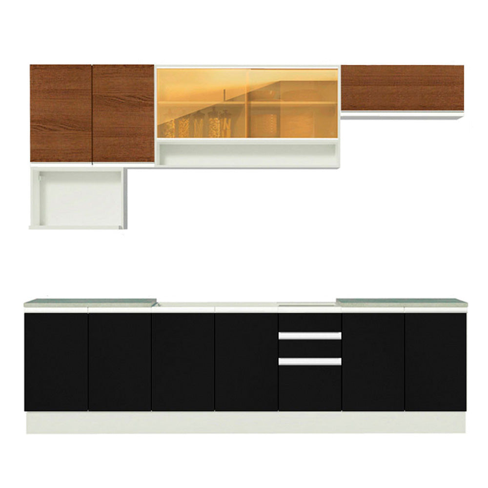 Combo completo de Cocina Madesa Glamy 280cm Blanco/Negro/Marrón 4
