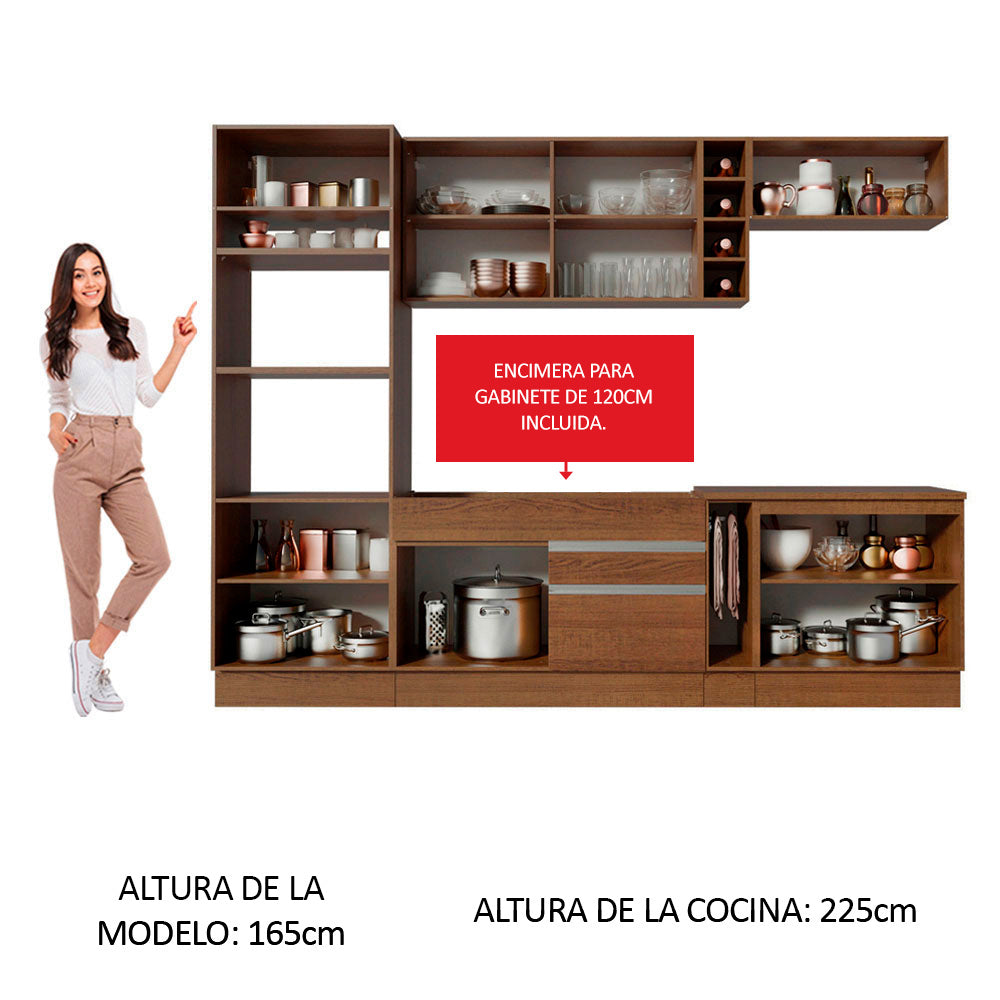 Combo completo de Cocina Madesa Glamy 290cm Marrón/Crema 11