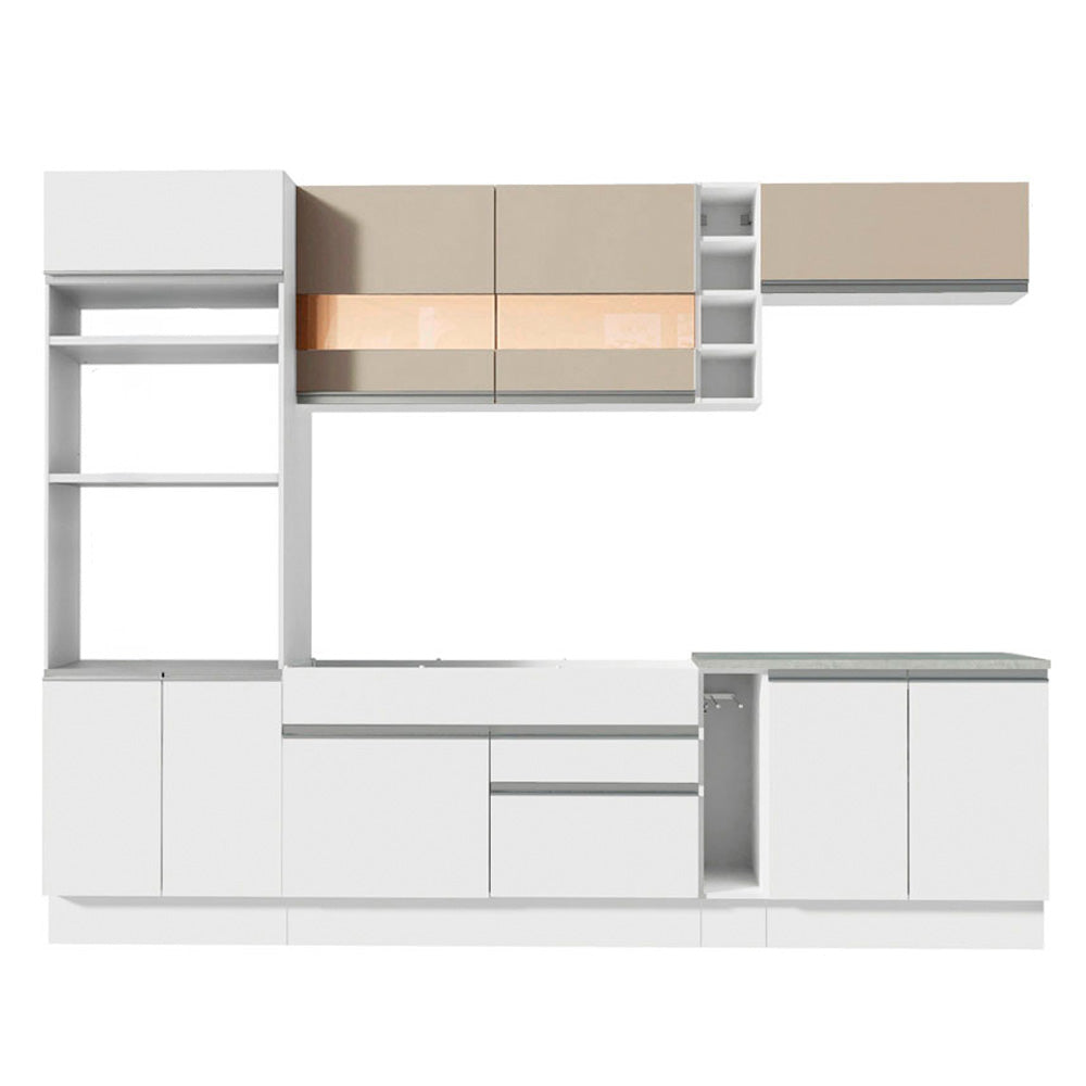 Combo completo de Cocina Madesa Glamy 290cm Blanco/Blanco/Crema