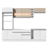 Combo completo de Cocina Madesa Glamy 290cm Blanco/Blanco/Crema