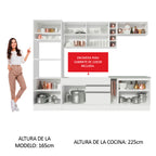 Combo completo de Cocina 290 cm 9 Puertas 2 Cajones Blanco Glamy Madesa