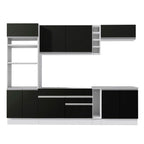 Combo completo de Cocina 290 cm 9 Puertas 2 Cajones Sin Mesada Blanco/Negro Glamy Madesa
