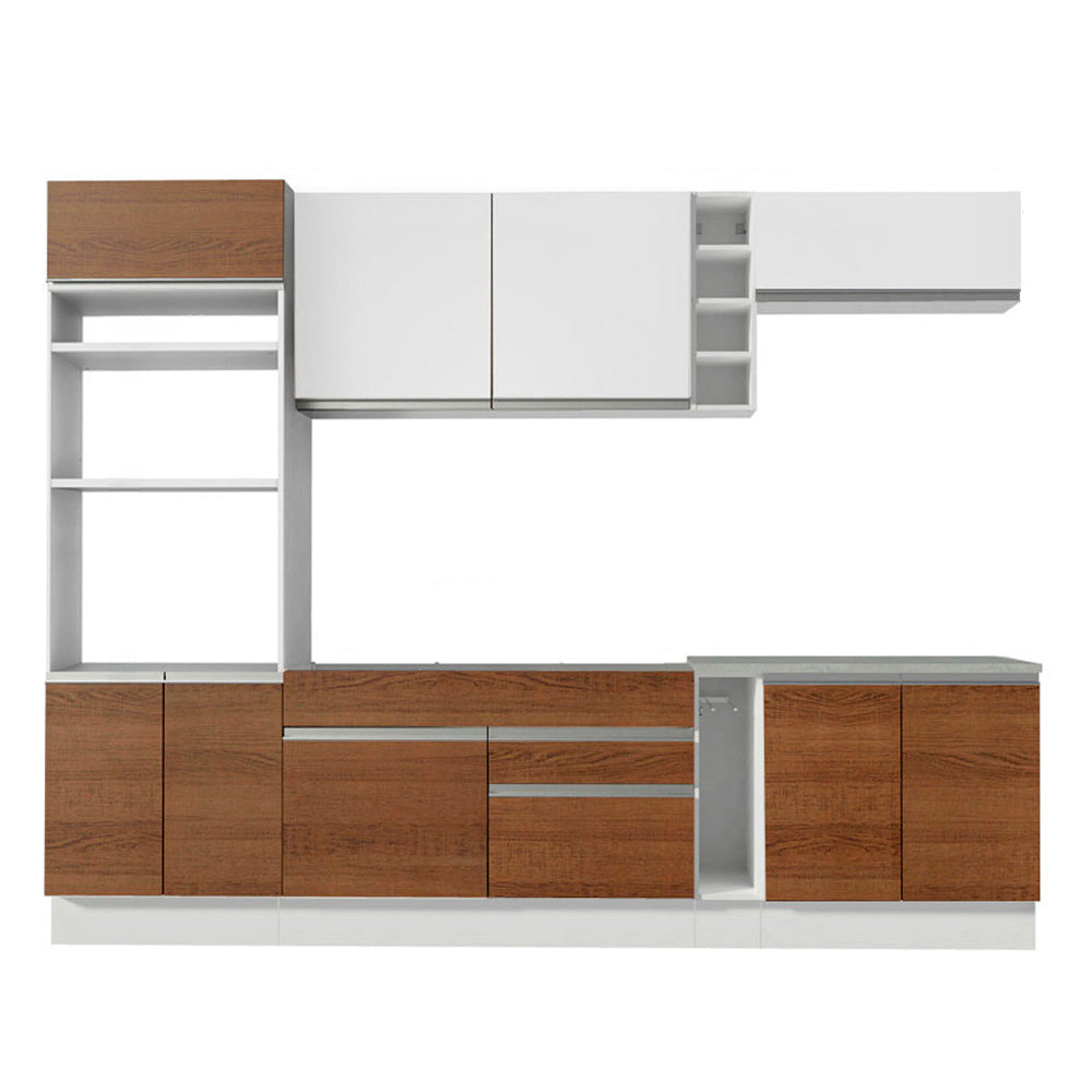Combo completo de Cocina Madesa Glamy 290cm Blanco/Marrón/Blanco