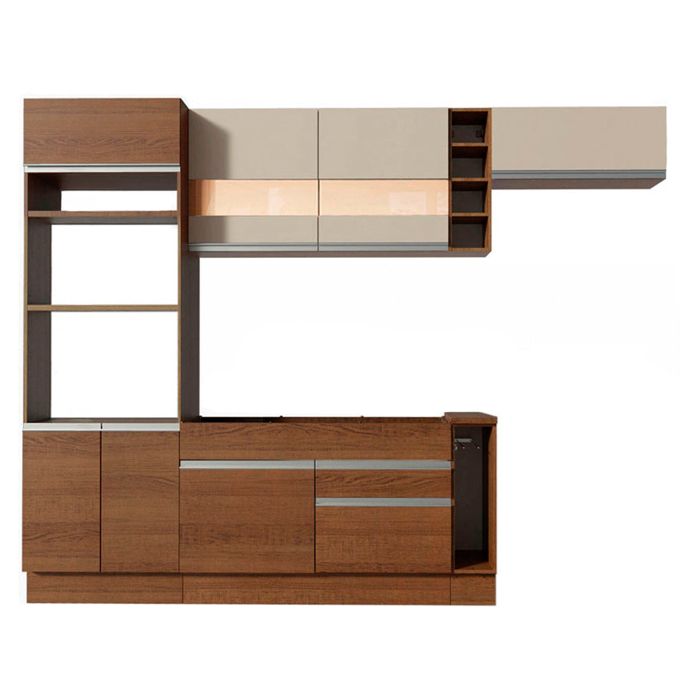 Combo completo de Cocina Madesa Glamy 290cm Marrón/Crema 03