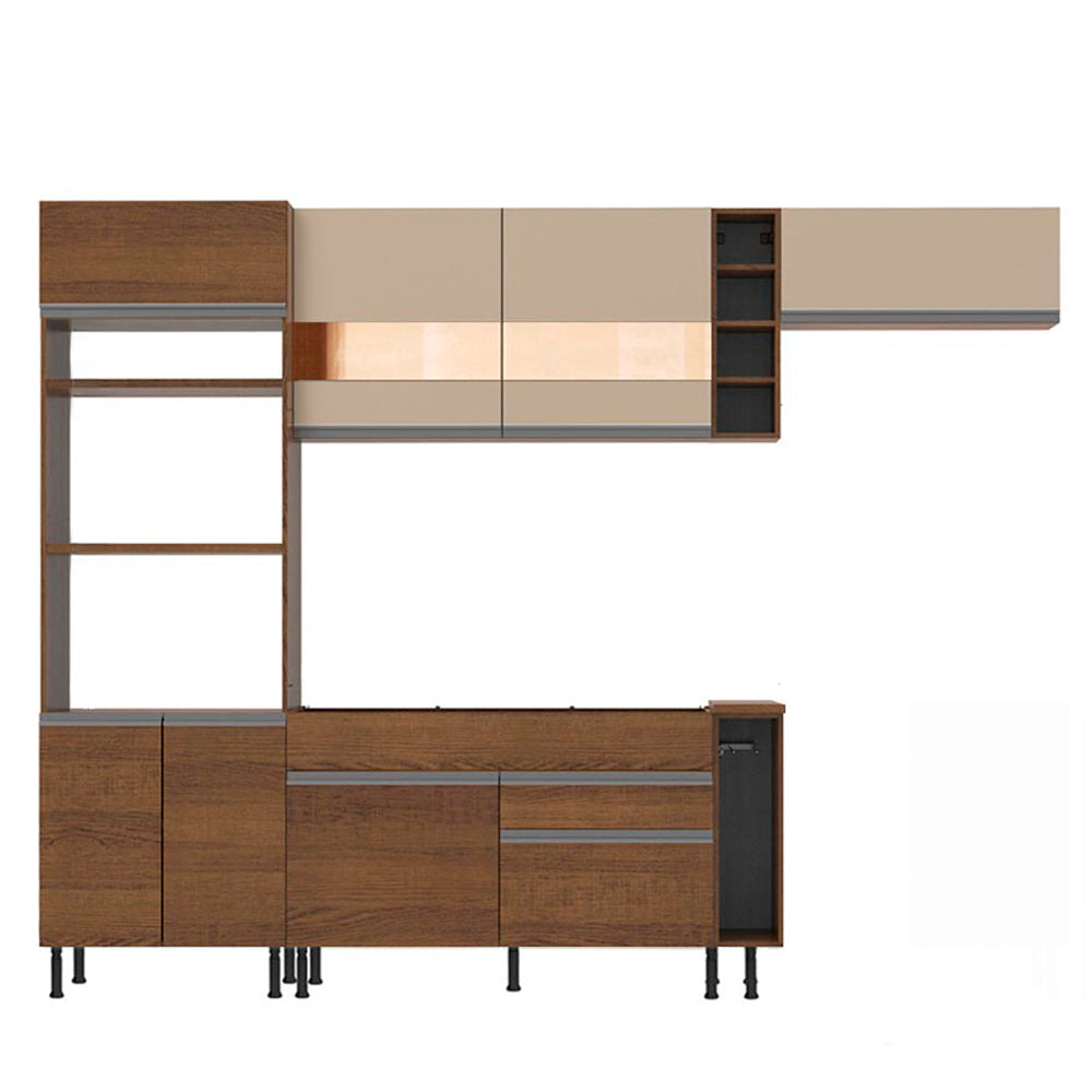 Combo completo de Cocina Madesa Glamy 290cm Marrón/Crema 03