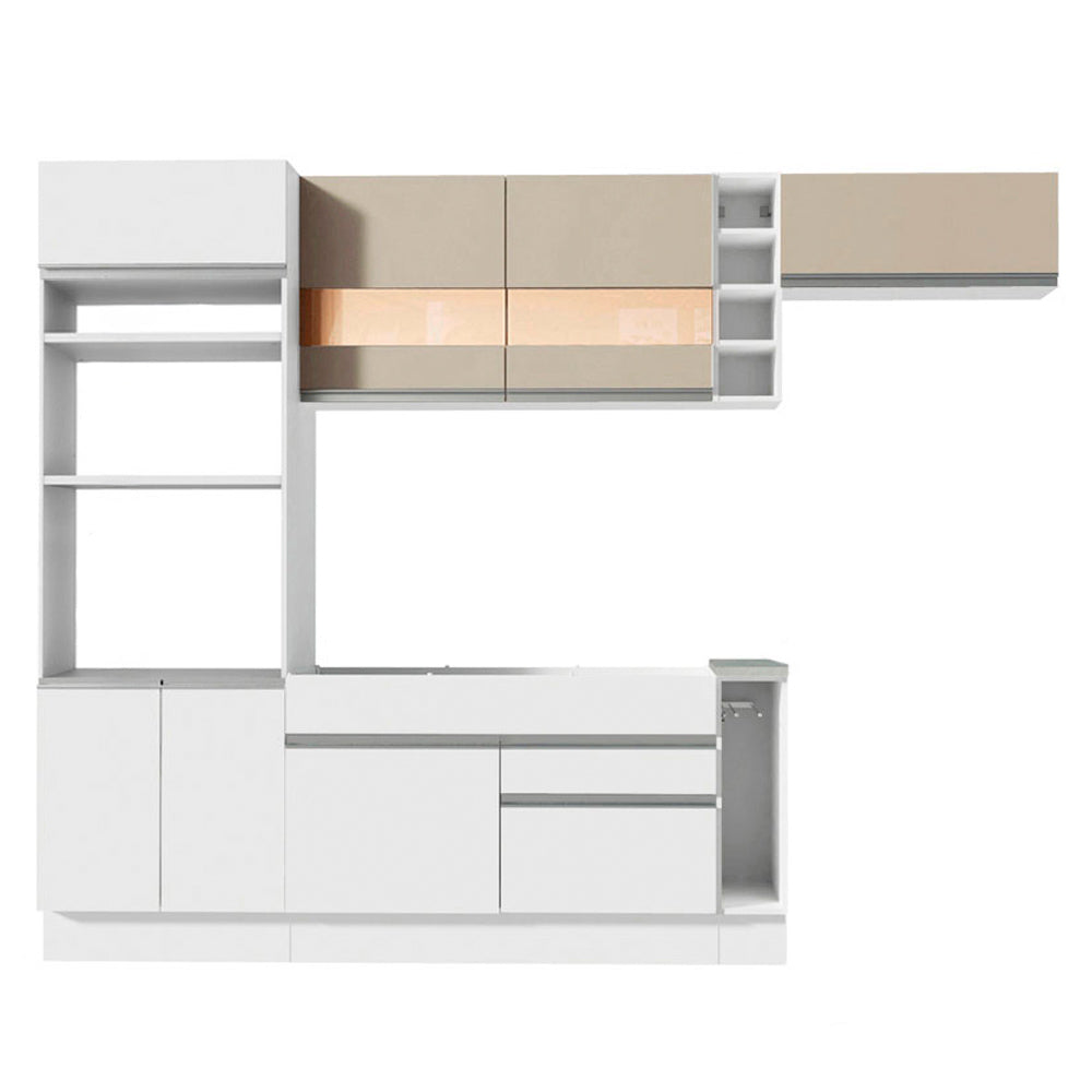 Combo completo de Cocina Madesa Glamy 290cm Blanco/Blanco/Crema 03