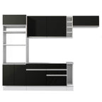 Combo completo de Cocina 290 cm 7 Puertas 2 Cajones Sin Mesada Blanco/Negro Glamy Madesa 04