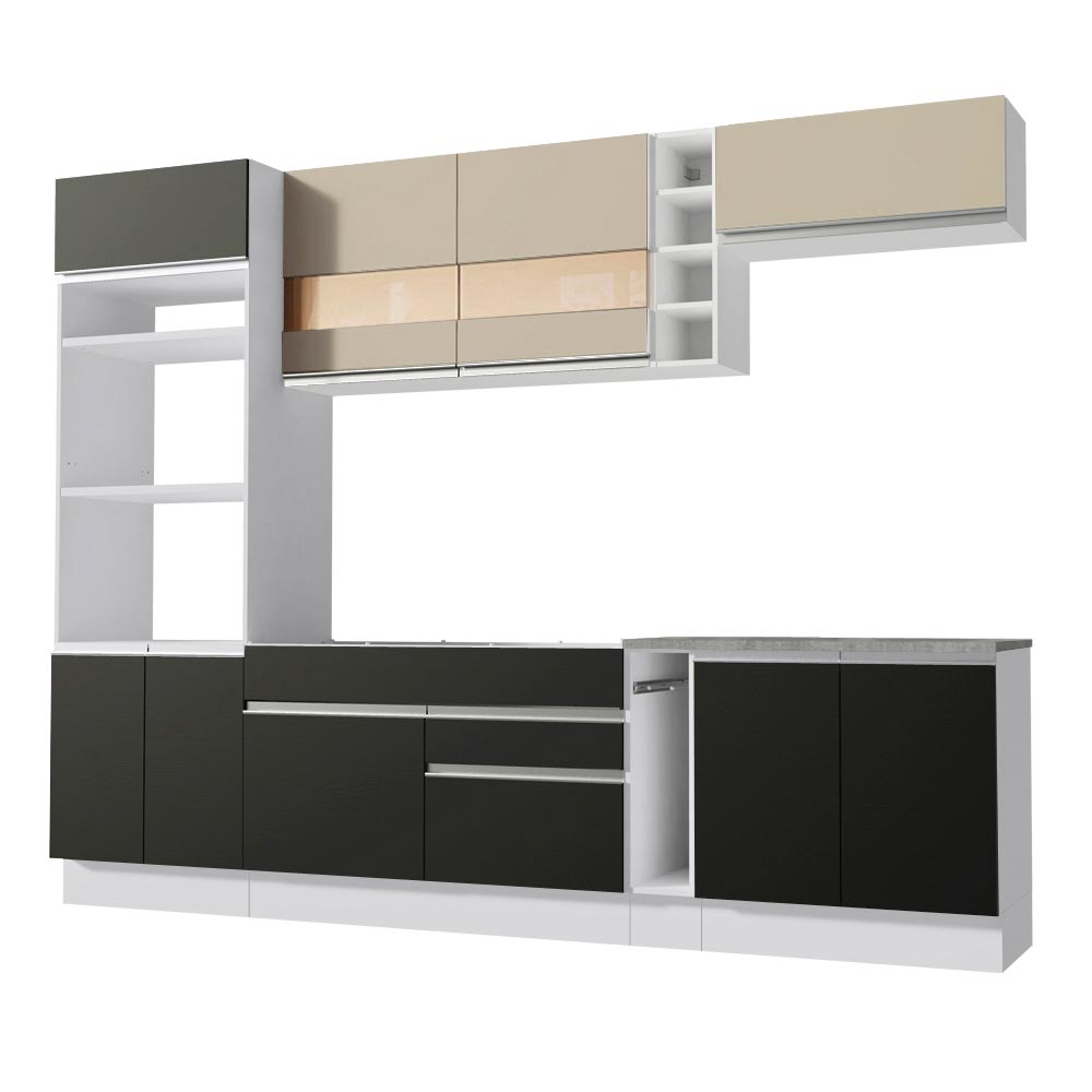 Combo completo de Cocina Madesa Glamy 290cm Blanco/Negro/Crema 06