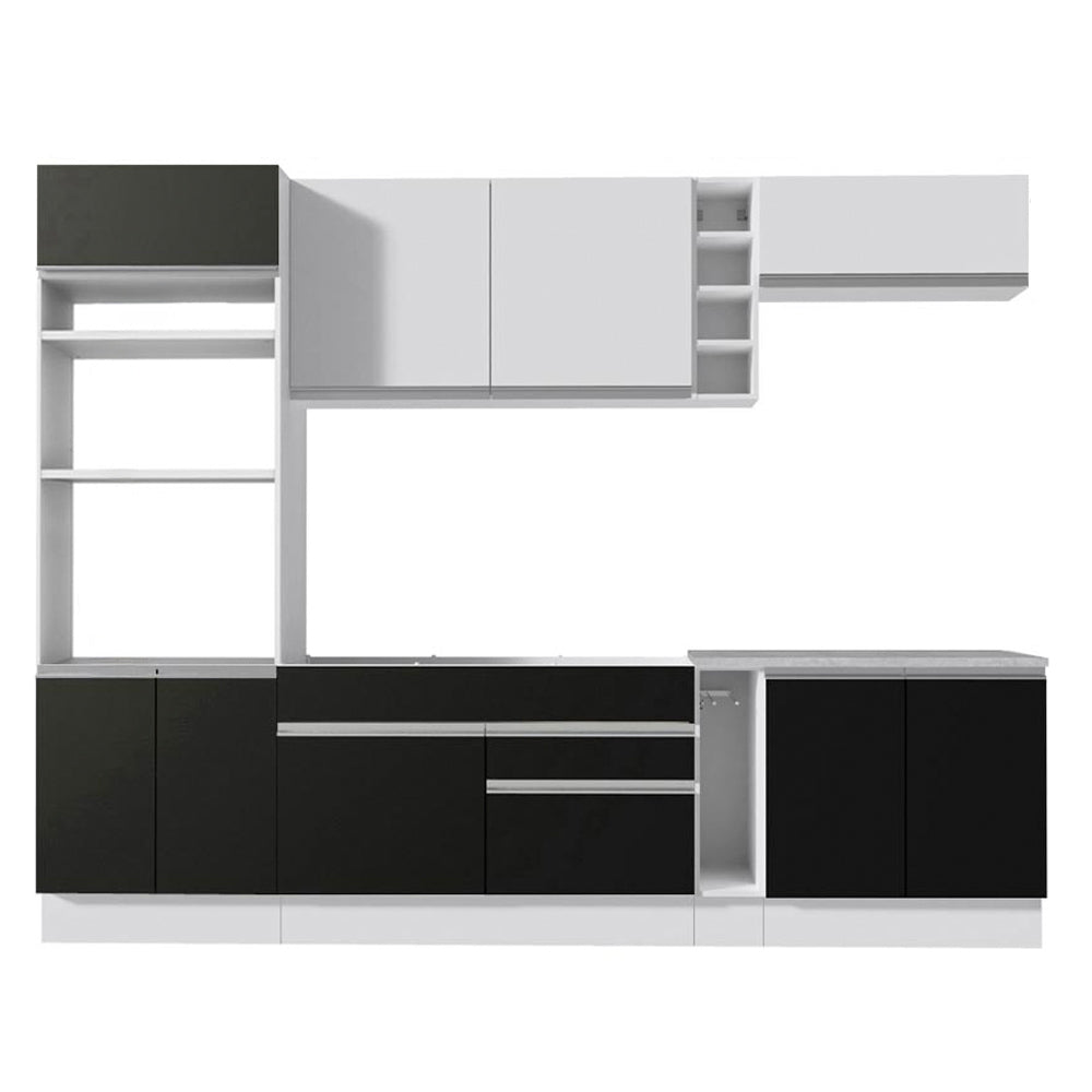 Combo completo de Cocina Madesa Glamy 290cm Blanco/Negro/Blanco 07