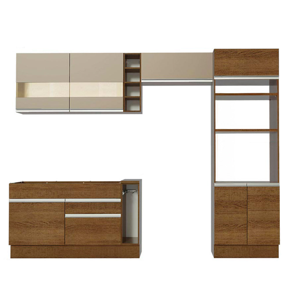 Combo completo de Cocina Madesa Glamy 290cm Marrón/Marrón/Crema 09
