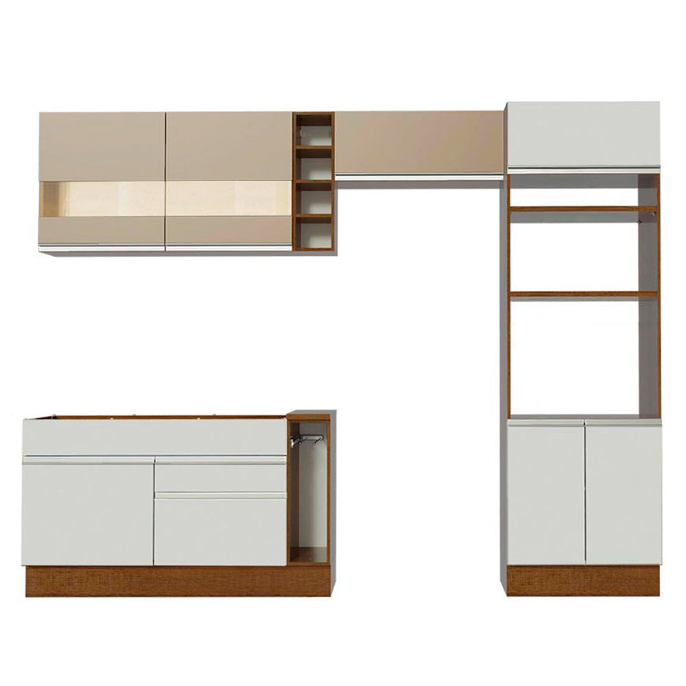 Combo completo de Cocina Madesa Glamy 290cm Marrón/Blanco/Crema 09