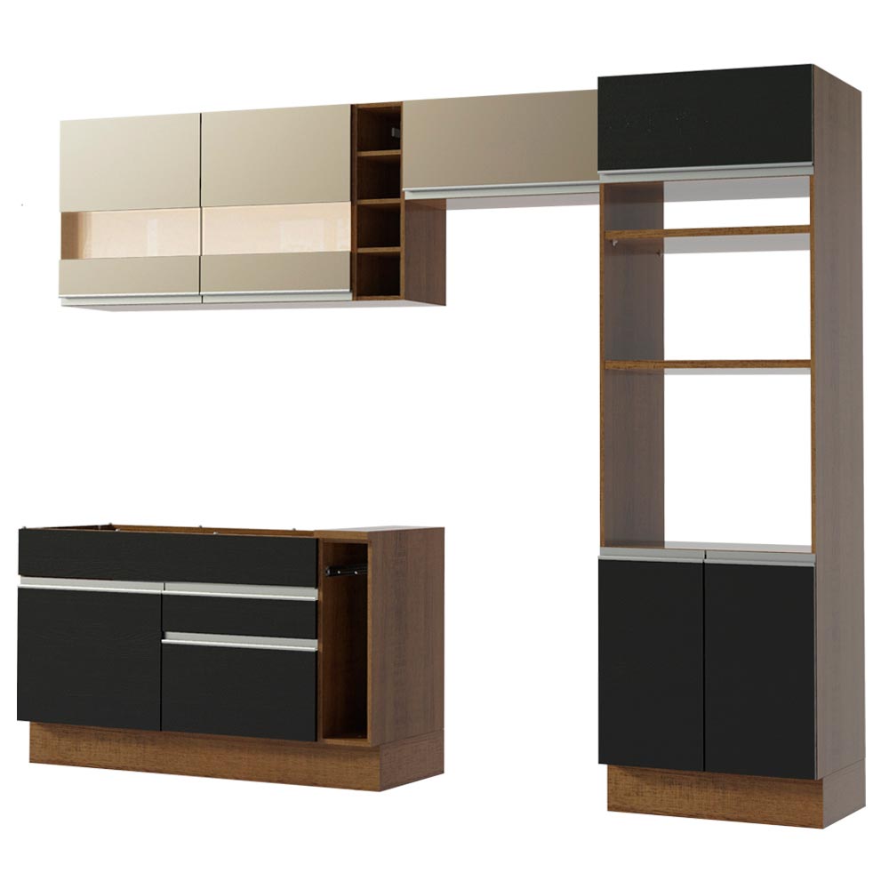 Combo completo de Cocina Madesa Glamy 290cm Marrón/Negro/Crema 09