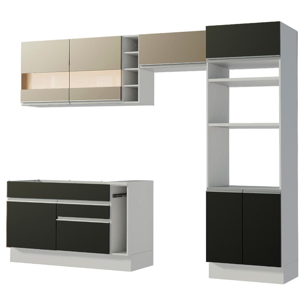 Combo completo de Cocina Madesa Glamy 290cm Blanco/Negro/Crema 09