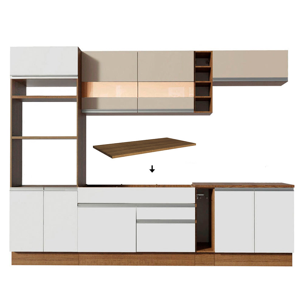 Combo completo de Cocina Madesa Glamy 290cm Marrón/Blanco/Crema 11