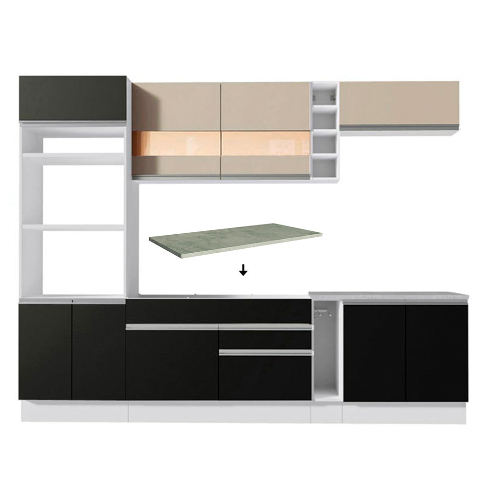 Combo completo de Cocina Madesa Glamy 290cm Blanco/Negro/Crema 15