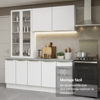 Cocina Compacta 190 cm con Cristalero 8 Puertas 3 Cajones Blanco Lux Madesa