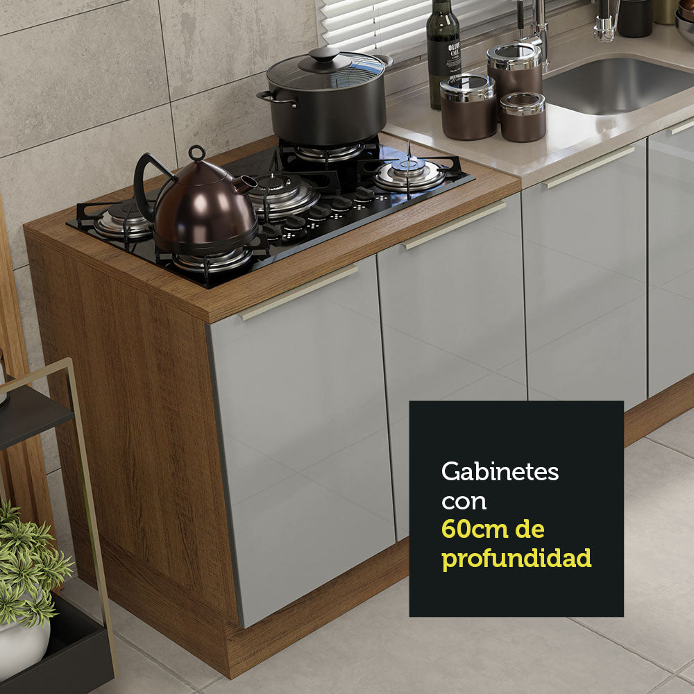 Juego de 2 gabinetes bajos de cocina Madesa Lux con 4 puertas y 3 cajones (sin mesada ni fregadero) Marrón/Gris