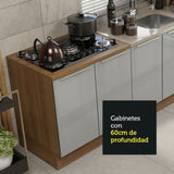 Juego de 2 gabinetes bajos de cocina Madesa Lux con 4 puertas y 3 cajones (sin mesada ni fregadero) Marrón/Gris