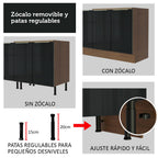 Combo completo de Cocina 270 cm 8 Puertas Sin Mesada Marrón/Negro Lux Madesa