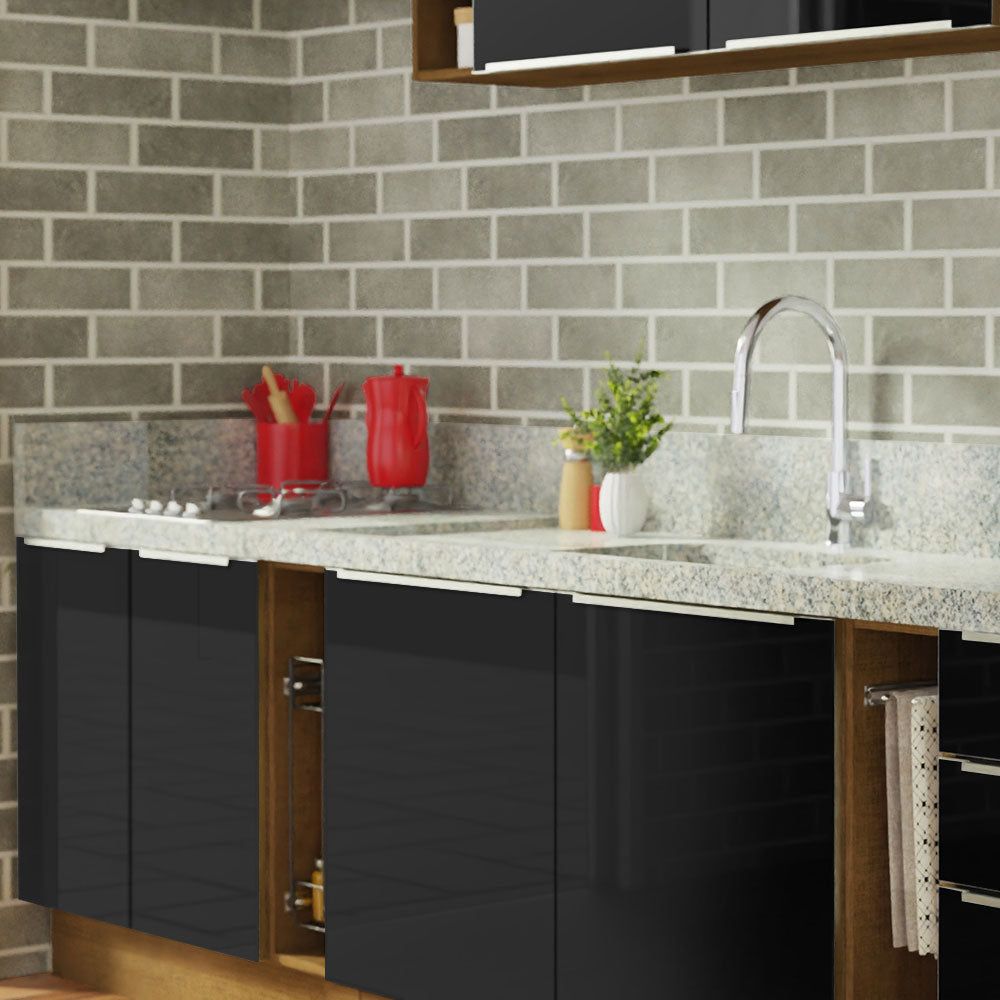Combo completo de Cocina 300cm Marrón/Negro Lux da Sabrina Madesa