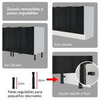 Combo completo de Cocina 340 cm con Cristalero 14 Puertas 3 Cajones Sin Mesada Blanco/Negro Lux Madesa