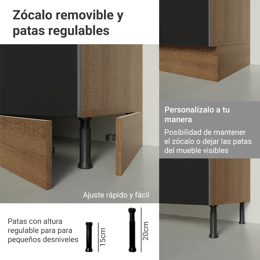 Combo completo de Cocina 400 cm Marrón/Negro Lux Madesa 05
