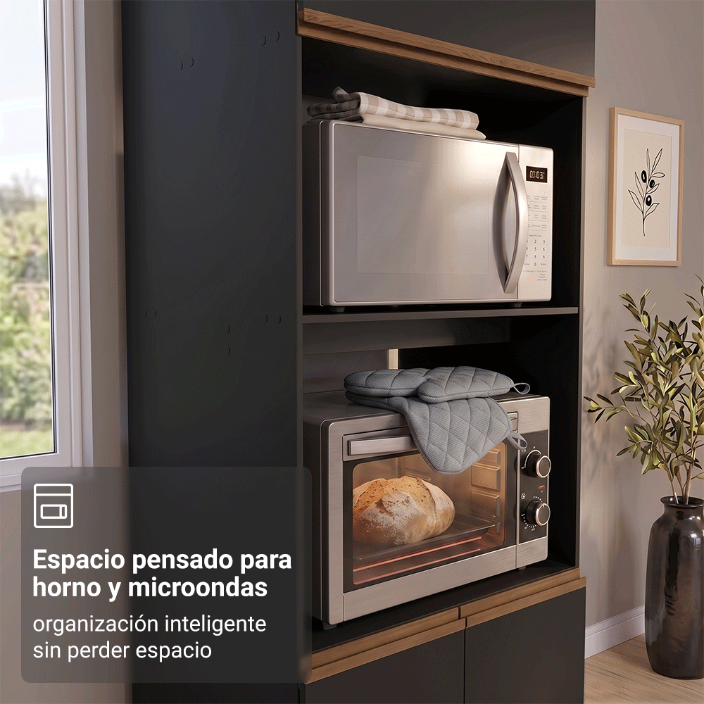 Mueble de Cocina Completa Pieta 260 cm 8 Puertas 1 Cajón (Con Mesada) Negro Madesa