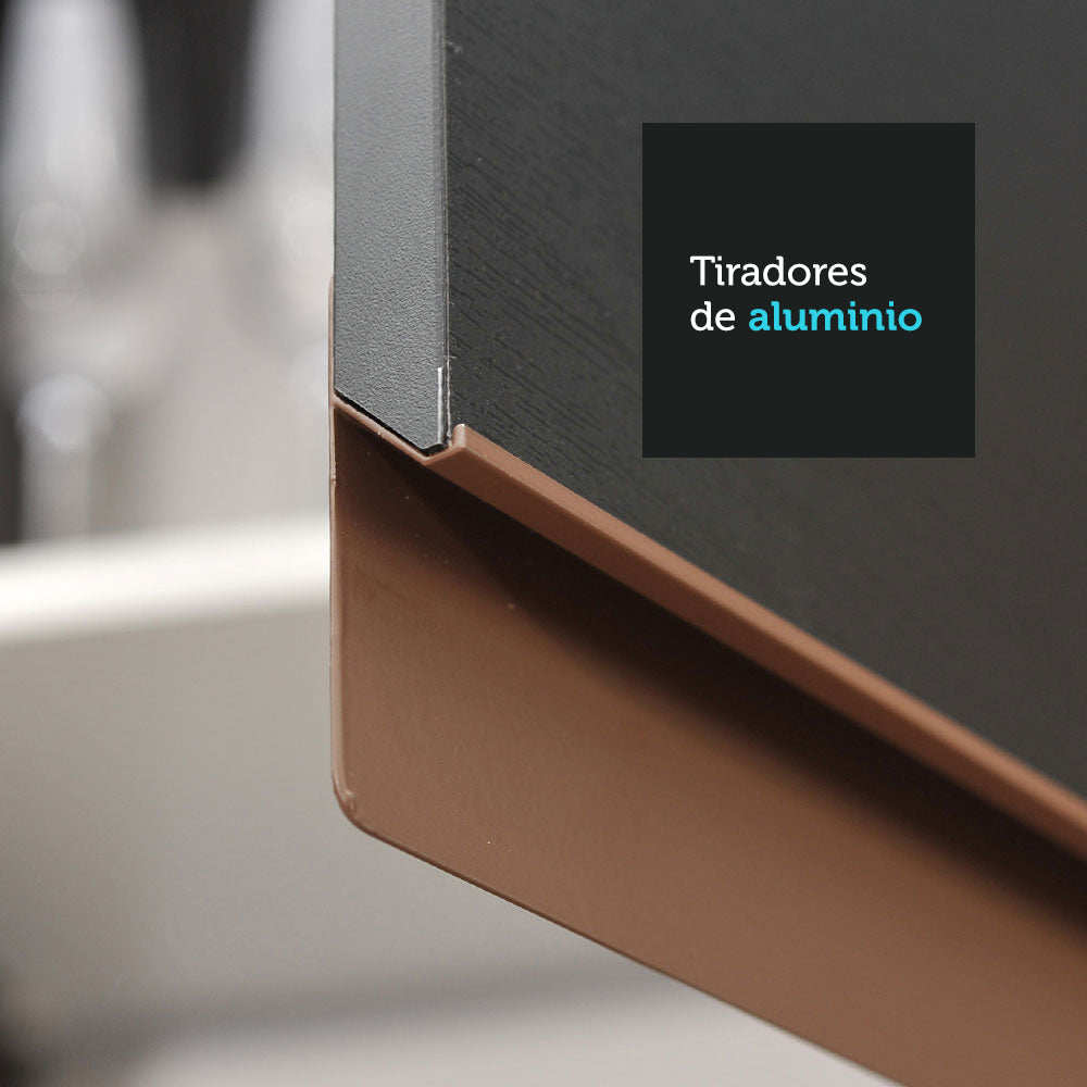 Mueble de Cocina Reims Madesa con Alacena y Bajo Mesada 120 cm 2 Puertas 1 Cajón Negro