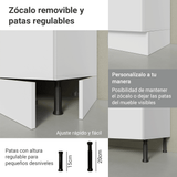 Kit Cocina 60 cm 100% MDF 2 Puertas 1 Abatible Blanco Smart Madesa