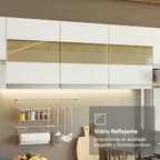 Combo Completo de Cocina 310 cm 13 Puertas 2 Cajones 100% MDF con Mueble para Horno y Microondas Blanco Smart Madesa