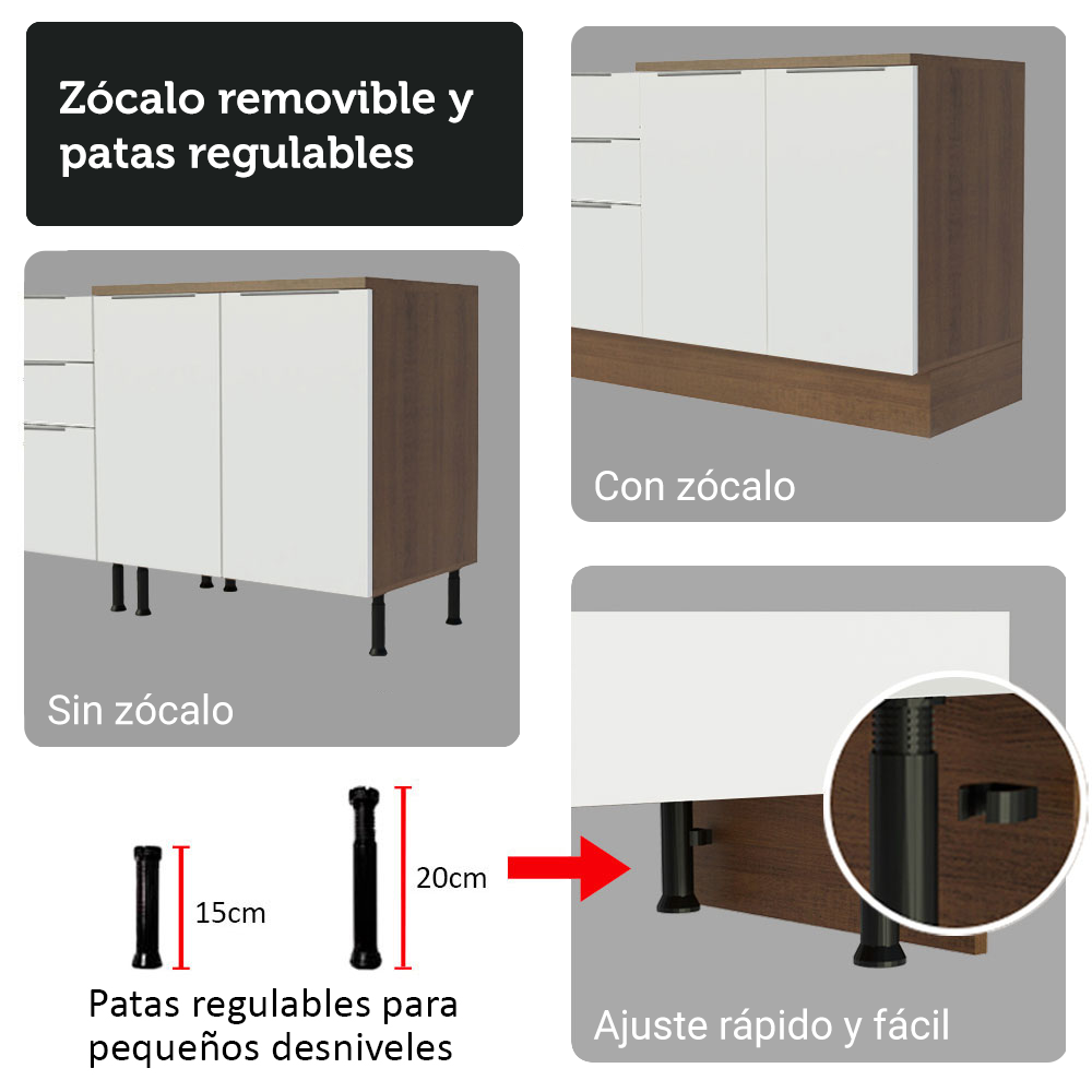 Kit Bajo Mesada con Cristalero Madesa Stella 70cm MB