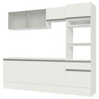 Combo Completo de Cocina 240 cm 8 Puertas 1 Cajón con Mueble para Horno y Microondas Blanco Topazio Madesa