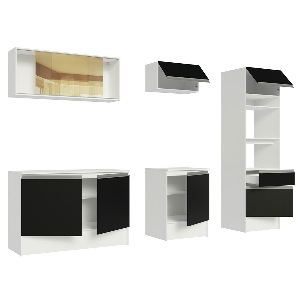 Combo Completo de Cocina 240 cm Blanco/Negro Diamante Madesa 06
