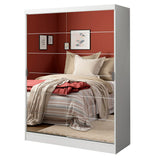 Habitación Completa con Placard Luke 2 Purtas de Espejo y Respaldo de cama con 2 Mesas de Luz Madesa Blanco