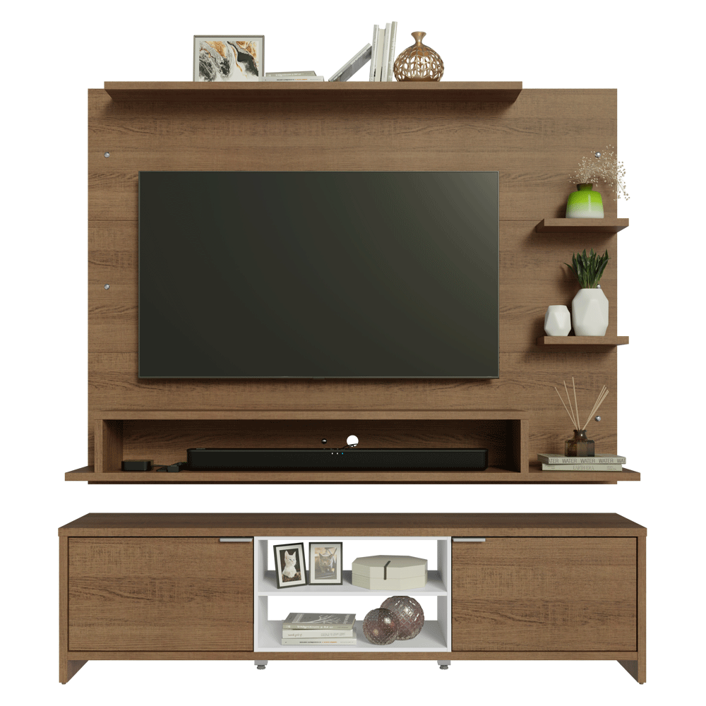 Rack con Panel para TV hasta 60 Pulgadas 180 cm Marrón/Blanco Metz Madesa