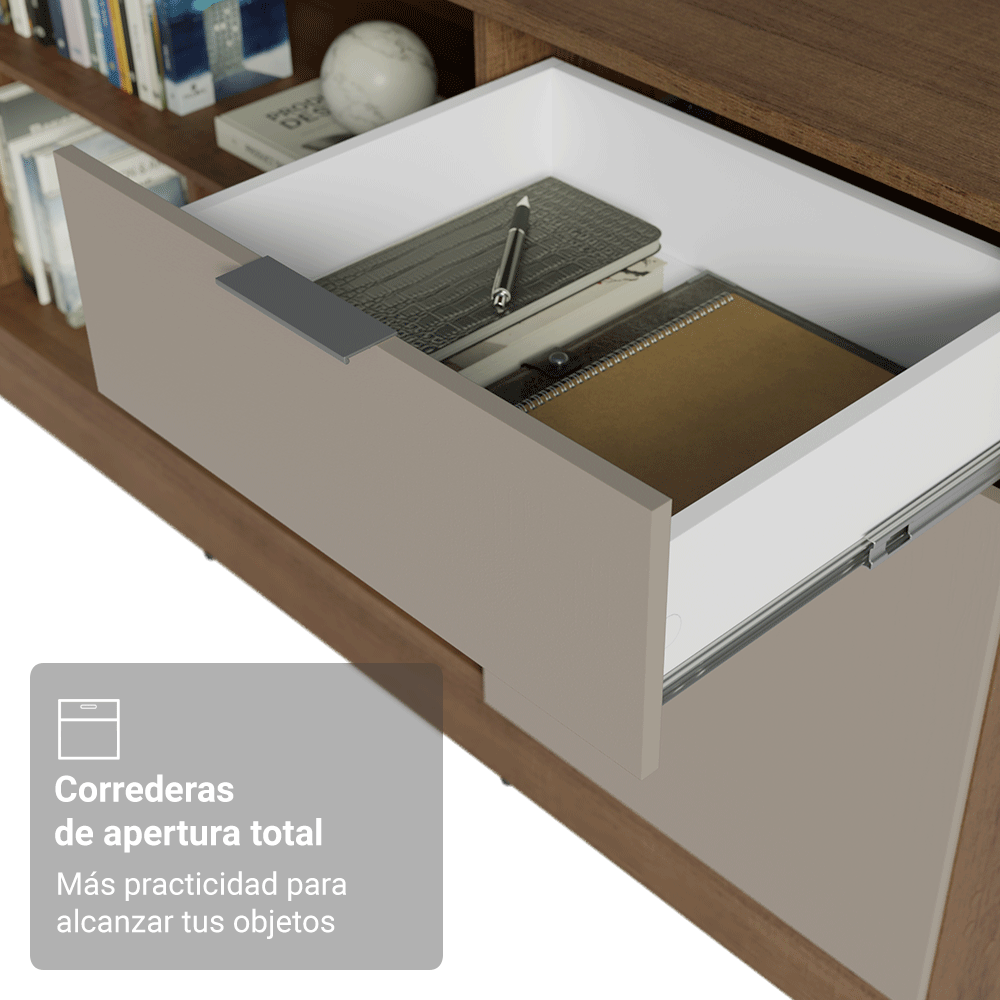 Escritorio Esquinero Gamer 300 cm Marrón/Crema Roma Madesa