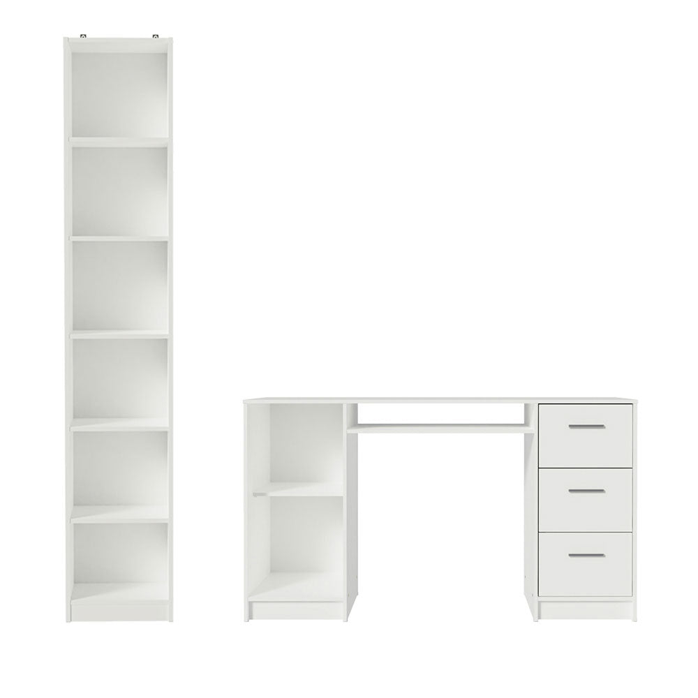 Escritorio de Oficina Madesa Alaska + Mueble Estante Librero Blanco