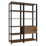Mueble/Estante de Oficina Multiusos, 129 cm, 9 Estantes, 2 Cajones, Marrón/Negro