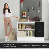 Bajo Mesada Multiuso 120cm 2 Puertas 3 Cajones Blanco/Negro Agata Madesa