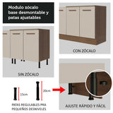 Kit con 2 Gabinetes Bajos 4 Puertas 3 Cajones Marrón/Crema Agata