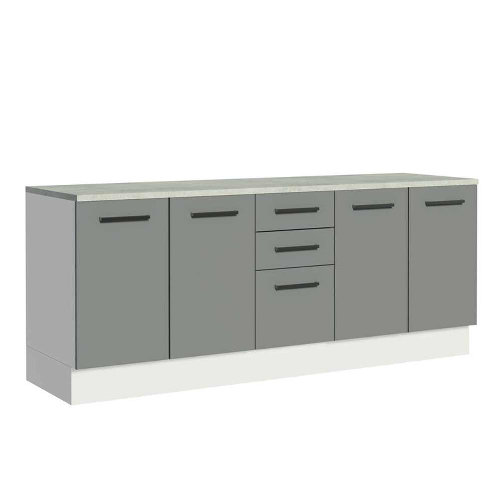 Kit con 2 Gabinetes Bajos 4 Puertas 3 Cajones Blanco/Gris Agata
