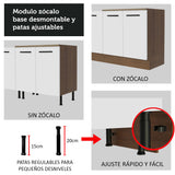 Kit con 2 Gabinetes Bajos y 2 Gabinetes superiores 200cm Marrón/Blanco Agata