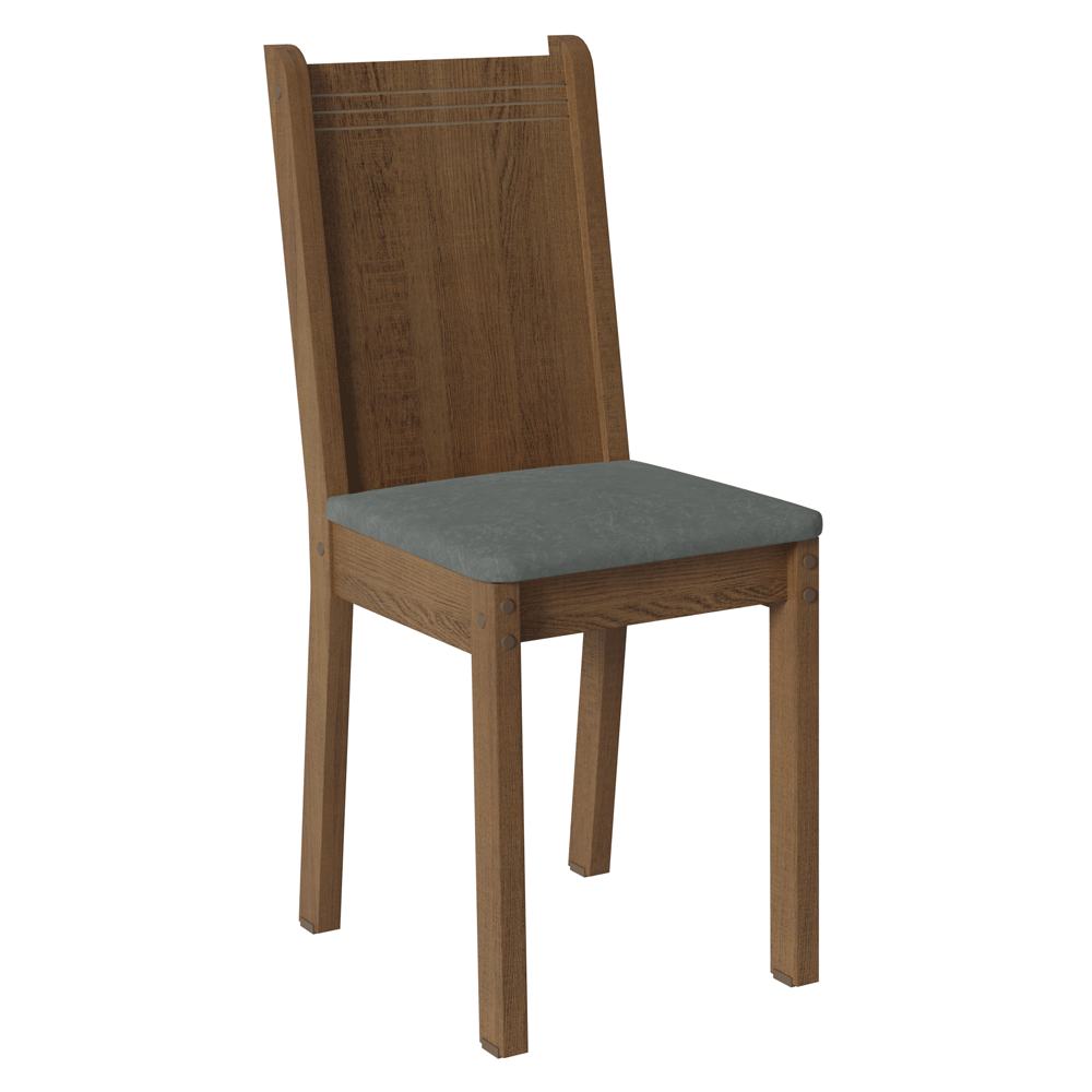 Juego de Comedor Mesada de Madera 4 Sillas Luana Marrón/Silver