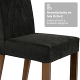 Juego de Comedor Mesa Tapa de Vidrio 4 Sillas Marrón/Negro/Oxford Noemi Madesa