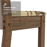 Juego Comedor Magnólia Mesa Tapa de Vidrio 4 Sillas Marrón/Crema/Lírio Beige Madesa