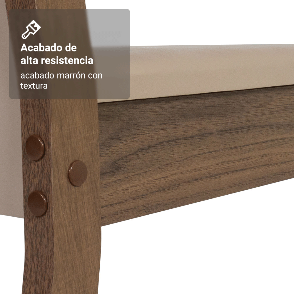 Juego Comedor Magnólia Mesa Tapa de Vidrio 4 Sillas Marrón/Crema/Sintético Beige Madesa