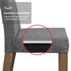 Juego de Comedor Acácia Mesa Rectangular Tapa de Madera con 4 Sillas Marrón/Silver Madesa