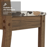 Juego de Comedor Mesa con Tapa de Madera 4 Sillas Marrón/Crema/Floral Hibiscos Madesa