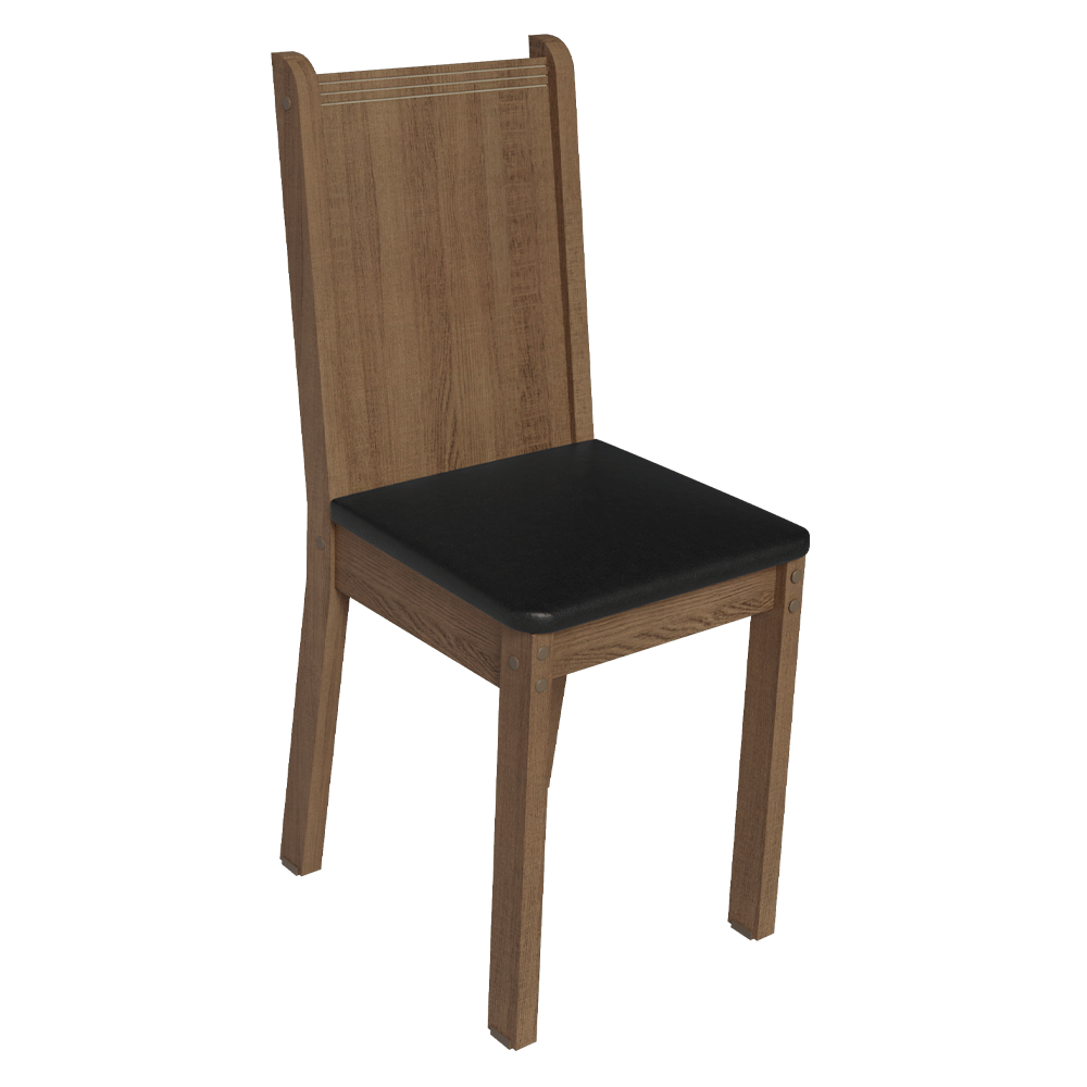Juego de Comedor Mesada de Madera 6 Sillas Analu Marrón/Negro